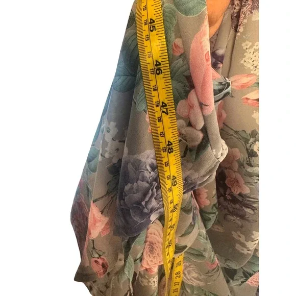 Torrid Women's Floral blue Print Maxi Dress Waist Flowy -Size 00 - Picture 7 of 15